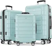 [SHOWKOO] Luggage Sets Expandable PC+ABS Durable Suitcase Double Wheels TSA Approved Lock Mint Green
