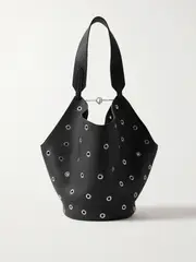 [KHAITE] KHAITE - Lotus Small Embellished Textured-leather Tote - Black - One size One size Black