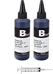 2 x 100ml Refill Ink for Epson 502, 512, 522, 532, 664, 774 Black Ink Bottles for Use with Epson EcoTank Printers