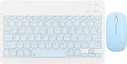 Wireless Keyboard and Mouse, 10 Inch Bluetooth Keyboard Set, USB Charging, Ultra Thin, Quiet, Wireless Keyboard with 1600 DPI Mouse for PC, Laptop (Sky Blue)
