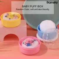 在飛比找蝦皮購物優惠-[嬰兒用品]嬰兒便攜痱子粉 植絨粉撲髮廊粉撲美妝工具粉撲盒