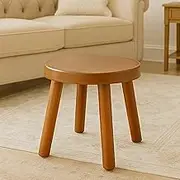 GZQXHOME Solid Wood Step Stool for Kids & Adults - Multi-Use Toddler Wooden Stool for Bathroom, Playroom, Living Room,Sturdy 4-Leg Design with Non-Slip Pads,Easy Clean Surface,Easy Assembly(Brown)