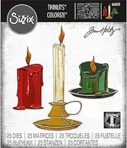 [Sizzix] Thinlits Set of 23 Candleshop Colorize by Tim Holtz | 666331 | Wafer-Thin Metal Cutting Dies for Scrapbooking, Embossing, Journaling, Candle Shop, One Size