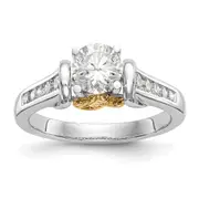 14k Two tone Peg Set Diamond Celtic CZ Engagement Ring