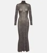 [Balenciaga] Balenciaga Sequined knitted maxi dress AU 8 brown