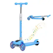 Foldable Kids Scooter LED Music Blue