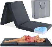 Tri Folding Memory Foam Camping Mattress for Outdoor Sleeping, Portable Waterpro