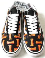 Vans x Thrasher Men's Skate Old Skool Black Multi Logo Canvas shoes Size 9 NIB