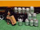 "O SCALE" BEER KEG SET 16 SILVER BARRELS DIORAMA MODEL TRAIN SET of 16 KEGS