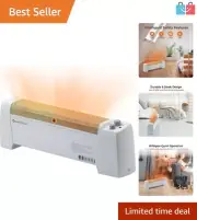 Durable Electric Baseboard Heater with Adjustable Thermostat - 2 Heat Settings