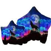 Full Moon Night Wolf Pack Towel with Hood