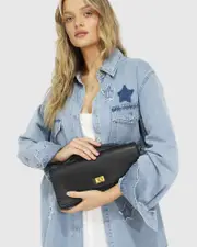 [Belle & Bloom] Love Boat Leather Clutch Bag - Black