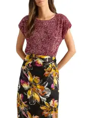 [David Lawrence] Phylis Sequin Top in Pink