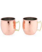 True Set of 2 Hammered Moscow Mule Copper Mugs
