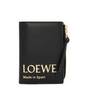 Embossed LOEWE slim compact wallet in shiny nappa calfskin One size Black