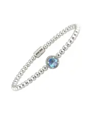 Silver 1.76 ct. tw. Diamond & Blue Topaz Bangle Bracelet