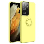 ZUSLAB Galaxy S21 Ultra Case Silicone Stand Magnetic Finger Ring Kickstand Bumper Protective Cover for Samsung (2021) - Yellow