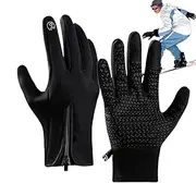 [Generic] Mens Snow Gloves | Water Resistant Touchscreen Gloves | Zipper Design Cold Weather Gloves, Winter Warming Accessories for Hiking Driving