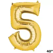 40" GOLD Number 5 Mylar Foil Balloon 1 pc Party BackDrop Decorations Supply