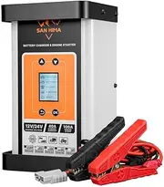 [SAN HIMA] 40A Smart Battery Charger & Engine Starter & Engine Starter with 6 Stage LCD Display, Stable 12V/24V Charger for STD/AGM/Gel/LiFePO4 Car Truck Boat RV SUV ATV