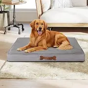 Portable Dog Bed Egg Crate Foam Mattress - Universal Fit for Most Dog Crates & Kennels, Orthopedic Comfort Pet Mat with Non-Slip Bottom, Lightweight & Foldable for Travel - Grey (XXL Size 120x80cm)