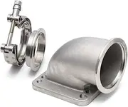 Epman TKD90V25 1 Set T4/T3 Turbo Stainless Steel 90 Degree Elbow Adapter Flange + 2.5 inch V Band 304 Stainless Steel Cast