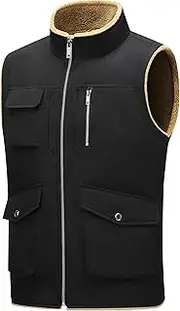 [KEOYA] Men's Outerwear Gilets Fleece Lined Vest Full Zip Sleeveless Jacket Windproof Warm Gilet With Pockets Body Warmer Winter Vest Softshell Gilet Lightweight Outdoor Waistcoat Coat