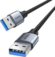 UGREEN USB Cable Type A Male to Male Nylon Braided Cables 5Gbps Data Transfer Cord Compatible with PC, External Hard Drive, Laptop Cooler, Camera, Printer, TV Box, and More 0.5M