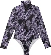 [Joisal] Classic Blossom Black Bodysuits for Women Long Sleeve with Turtle Neck Long Sleeve Women