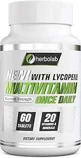 Men's One Daily Multivitamin, Max Strength Vitamins A, C, D, E, K, B1, B2, B6, B12, Niacin, Calcium, Magnesium, Zinc, Selenium, Copper, Manganese, Chromium with Lycopene, 60 count 2 Mo Supply