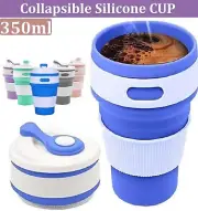 350ML Collapsible Silicone Coffee Cup Mug Reusable Travel Foldable Leak Proof AU