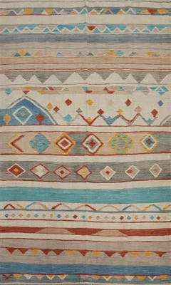 Tribal Wool Kilim Flat Weave Area Rug Reversible Living Room Carpet 6x9