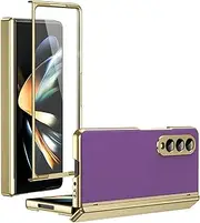 Phone Filp Case Compatible with Samsung Galaxy Z Fold 3 Plating Case with Screen Protector Hinge Case,Drop Protection, Scratch Resistant & Shock-Absorbent - Slim Design Frosted Folding Cover Protectiv