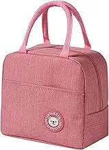 Lunch Bag Waterproof Insulated Lunch Tote Reusable Cooler Lunch Box Retain Freshness Large Capacity Meal Container with Side Pocket & Round Handle Easy to Carry for School Work Picnics Travel (Pink)