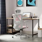 [SIHOO] M18 Office Chair, Computer Desk Chair, Ergonomic Office Chair with Adjustable Headrest and Lumbar Support, High Back Executive Swivel Chair for Home Office (Light Pink)