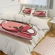 GHBNK Quilt Set 3-Piece - Ultra-Soft Thickened Bedding Set, A Cup of Coffee Bedspread + 2 Pillowcases, Lightweight Double-Sided Quilt Cover for Home/Hotel/Gifts 86"x70"