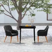 3 Piece Garden Dining Set with Cushions BlackvidaXL