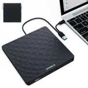 External CD DVD Drive for Laptop, USB 3.0 Type-C Ultra Slim 13mm DVD Player P...