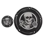 Black Skull Derby Timing Timer Cover For Harley Dyna Electra Road Glide Softail
