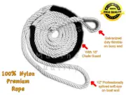 3 Strand Mooring Line Pendant Nylon Rope 1/2" X 12' with Chafe Guard and Thimble