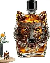 Wolf-Crested Whiskey Bottle | Funny Whiskey Wolf Head Bottle,Engraved Vintage Wolves Themed Glass,Animal Statue Art Sculpture Decanter For Bar, Home