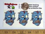 3 - Zombie Heads 2" Hard Hat Toolbox Helmet Sticker H 180