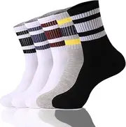 [SeiorHou] Striped Socks Tube Socks Retro Style Colorful Crew Funny Sock