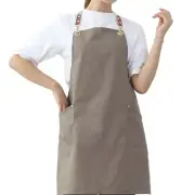 Aprons for Women Men with Pockets Water Drop Resistant Cross Back Khaki