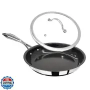Woogim 10" Nonstick Ceramic Frying Pan with Lid - PFOA and PTFE-Free, Oven an