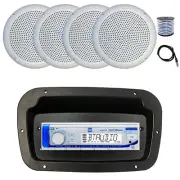 Dual Marine Radio, Spa Bezel,Adapter, Antenna,Wire, 4x 5.25" 20W White Speakers