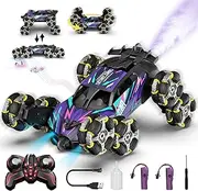 Lehoo Castle Remote Control Car, 8WD RC Stunt Car, 2.4Ghz Transform Toy Rc Car, Rechargeable Kids Toys with Light & Music & Spray, Climbing Toys for 8-12 Year Old Boy Gift