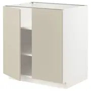 METOD base cabinet with shelves/2 doors, white/Havstorp beige, 80x60x80 cm