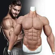 Fake Chest Muscles Costume - Realistic Male Chest Silicone Muscle Suit Simulation Skin for Cosplay Crossdresser,Natural
