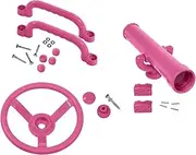 Perfeclan Playground Accessories Pirate Telescope Steering Wheel Handle Bars Pink Set Valentines Day Gifts for Kids for Playhouse Parts